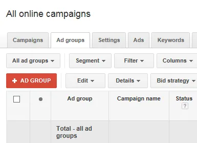 Create your first ad group and text ad